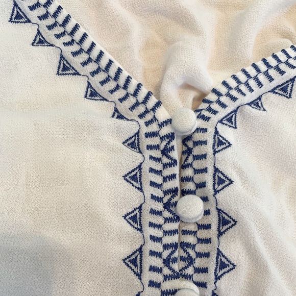 White Sheer Crop Top Aztec Print - Picture 2 of 7